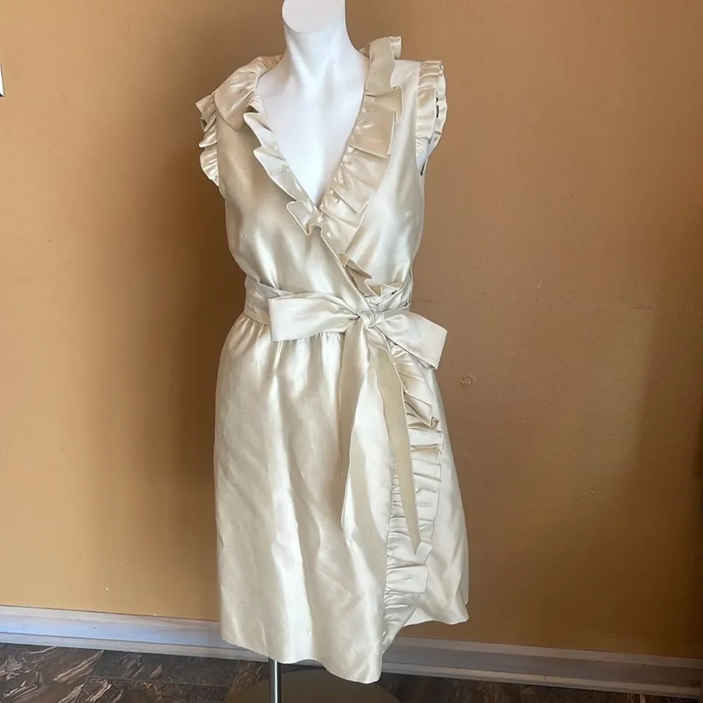 kate spade Wedding Belles Aubrey Wrap Ruffle Silk Dress 4